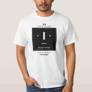 T-shirt d'élément chimique d'iode avec l'insigne