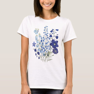 T-shirt Delicate Blue Wildflower Botanical Sketch Women's 