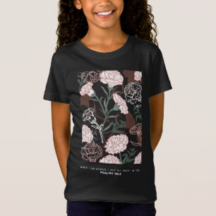 T-Shirt Délicates oeillets roses avec fleurs Feuilles vert