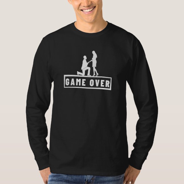 T-shirt Demande en mariage Game Over Enterrement de vie de (Devant)