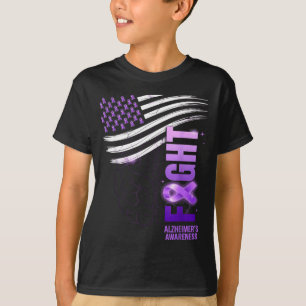 T-shirt Dementia ruban violet drapeau américain alzheimer