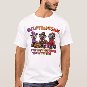 T-shirt démesuré Weimaraner Halloween Thanksgiving