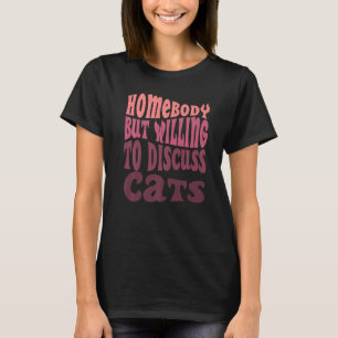 T-shirt Demeure Mais Prêt À Discuter Chats Maman Introvert