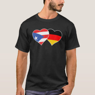 T-shirt Demi-Allemand Semi-Portoricain Drapeau Coeur Puert