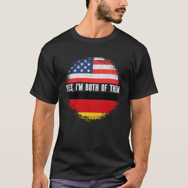 T-shirt Demi-Américain Demi-Allemand USA Drapeau Allemagne (Devant)