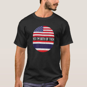 T-shirt Demi-Américain Demi-Américain Usa Drapeau Patrimoi