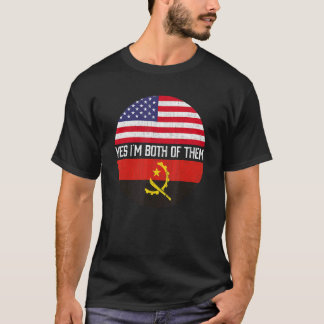 T-shirt Demi-Américain Demi-Angolais Drapeau Famille Hérit