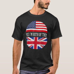 T-shirt Demi-Américain Demi-Britannique USA Drapeau Royaum
