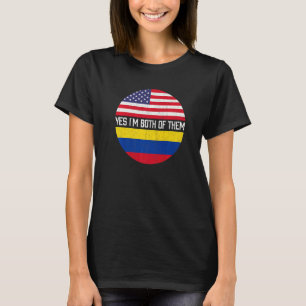 T-shirt Demi-américain demi-colombien Drapeau américain Hé