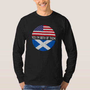 T-shirt Demi-Américain Demi-Écossais Drapeau Américain Fam