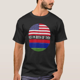 T-shirt Demi-Américain Demi-Gambie Drapeau Américain Hérit
