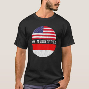 T-shirt Demi-Américain Demi-Indonésien Drapeau Famille Her