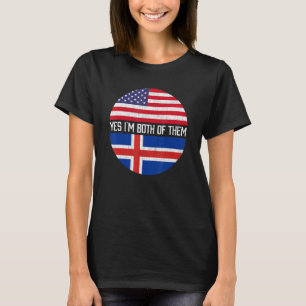T-shirt Demi-Américain Demi-Islandais Usa Drapeau Famille
