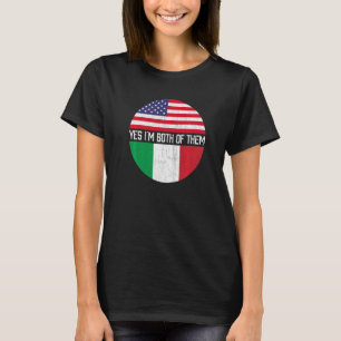 T-shirt Demi-Américain Demi-Italien Usa Drapeau Famille Hé