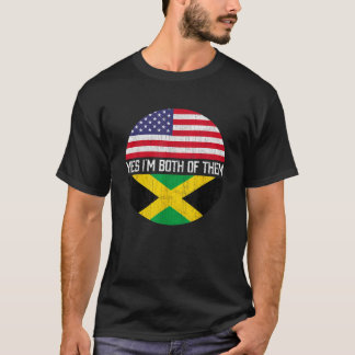 T-shirt Demi-Américain Demi-Jamaïcain USA Drapeau Famille