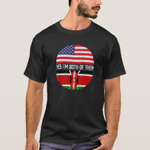 T-shirt Demi-Américain Demi-Kenyan Usa Drapeau Patrimoine