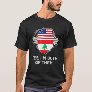 T-shirt Demi-américain Demi-libanais Drapeau USA Liban Hom