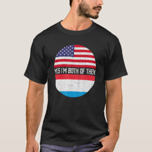T-shirt Demi-Américain Demi-Luxembourg Racine Usa Famille 