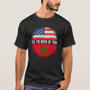 T-shirt Demi-Américain Demi-Marocain USA Drapeau Maroc
