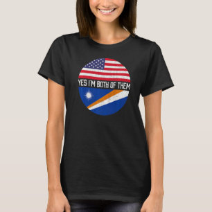 T-shirt Demi-Américain Demi-Marshallese Usa Famille Drapea