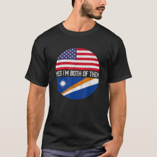 T-shirt Demi-Américain Demi-Marshallese USA Famille Drapea