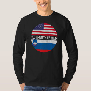 T-shirt Demi-Américain Demi-Slovène Usa Drapeau Famille Hé