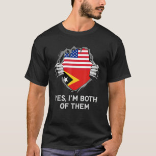 T-shirt Demi-américain Demi-Timorais USA Timor-Leste Drape