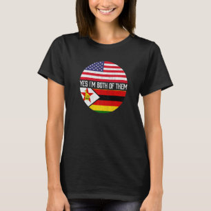 T-shirt Demi-Américain Demi-Zimbabwe États-Unis Drapeau Fa