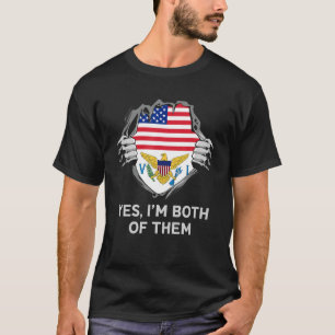T-shirt Demi-Américain Moitié Anglais Vierge Islander Mens