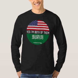 T-shirt Demi-Américain moitié Arabie Saoudite Drapeau Héri
