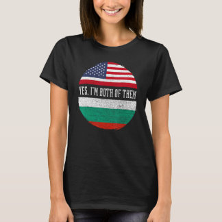 T-shirt Demi-Américain moitié Bulgare USA Drapeau Bulgarie