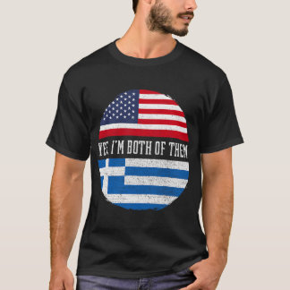 T-shirt Demi-Américain moitié grecque États-Unis Drapeau G