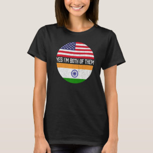 T-shirt Demi-Américain moitié Indien Usa Drapeau Patrimoin