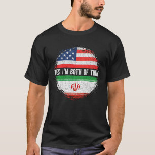 T-shirt Demi-Américain moitié Iran USA Drapeau Iran Hérita