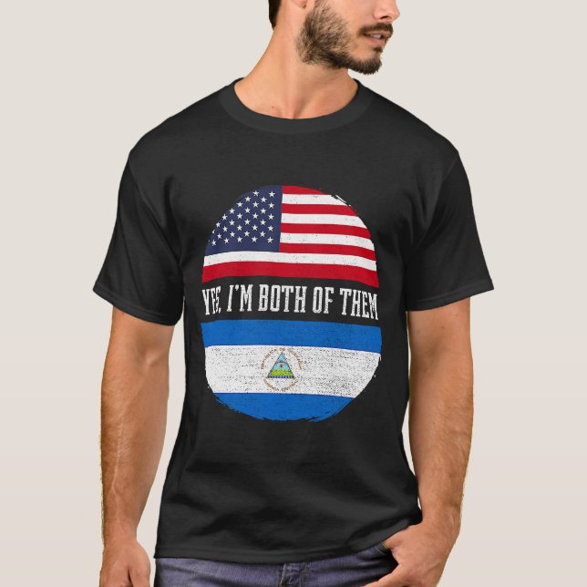 T-shirt Demi-Américain moitié Nicaragua USA Drapeau Nicara (Devant)
