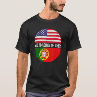T-shirt Demi-Américain Moitié Portugais Usa Drapeau Famill