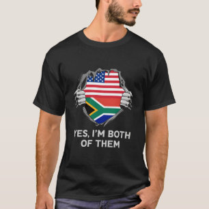 T-shirt Demi-Américain Moitié Sud-Africain Usa Afrique du 