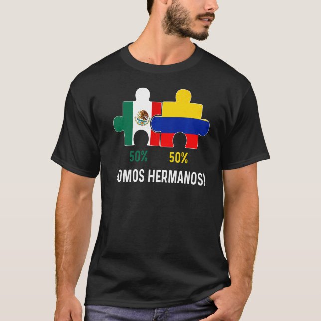 T-shirt Demi-Colombien - Carte du Drapeau Mexicain ADN Mex (Devant)