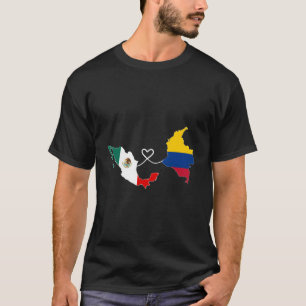 T-shirt Demi-Colombien - Carte du Drapeau Mexicain Adn Mex