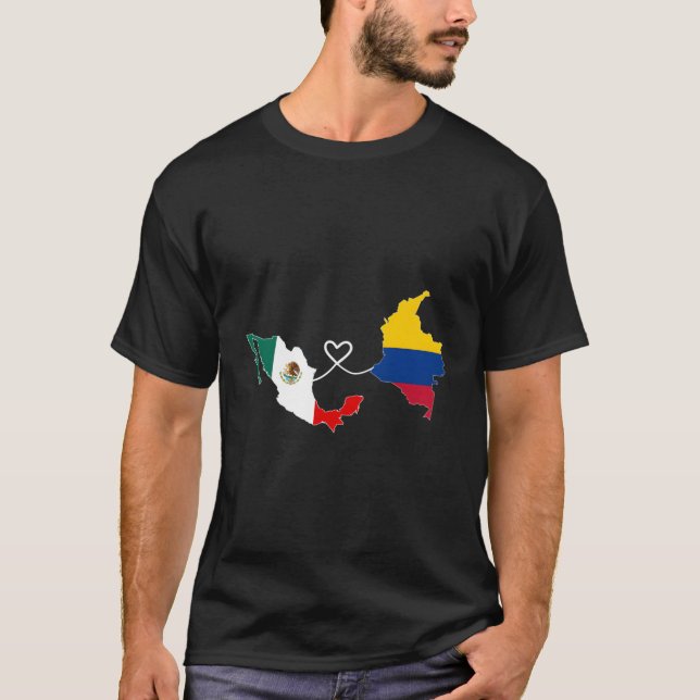 T-shirt Demi-Colombien - Carte du Drapeau Mexicain Adn Mex (Devant)