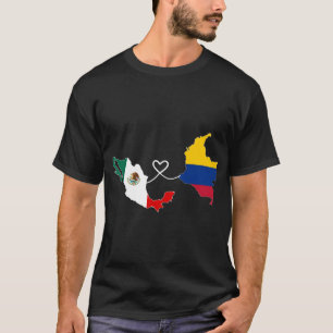 T-shirt Demi-Colombien - Carte du Drapeau Mexicain ADN Mex