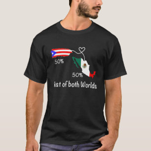 T-shirt Demi-colombien demi-drapeau mexicain Carte Love Me