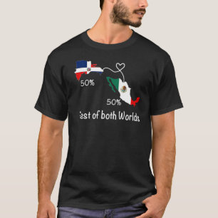 T-shirt Demi-colombien demi-drapeau mexicain Carte Love Me