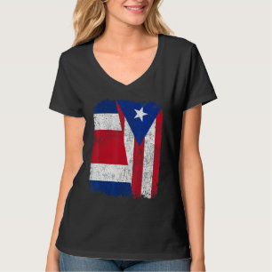 T-shirt Demi-Costaricain moitié Porto-Rican Drapeau Patrim