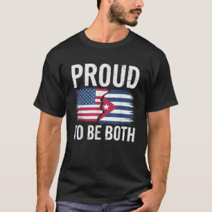 T-shirt Demi-Cuba Demi-Américain Pays USA Drapeau Cuba Ame