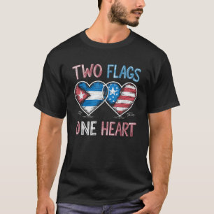 T-shirt Demi-Cubain Demi-Américain USA Drapeau Cuba Amériq
