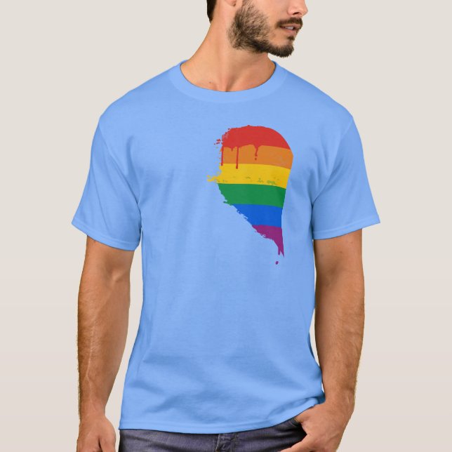 T-SHIRT DEMI DE COEUR D'ARC-EN-CIEL LAISSÉ - .PNG (Devant)