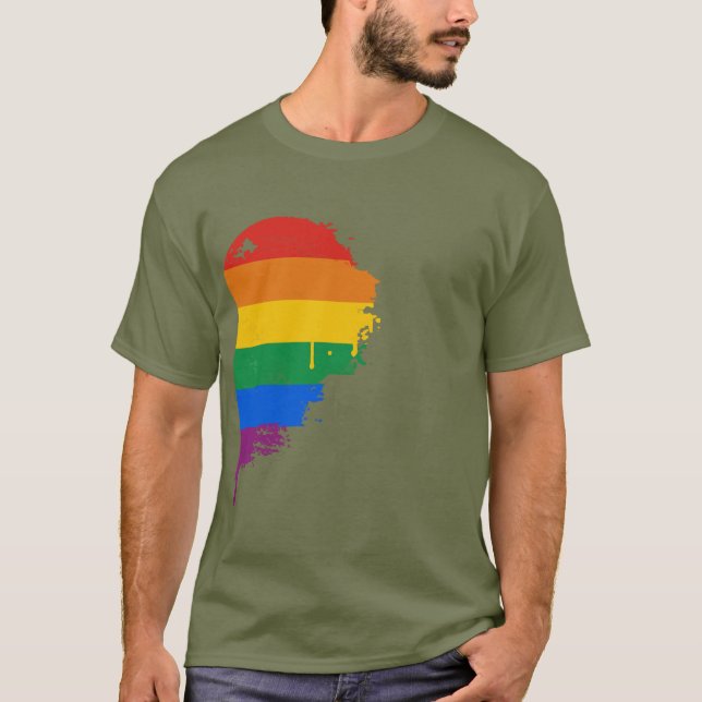 T-SHIRT DEMI DE DROITE DE COEUR D'ARC-EN-CIEL - .PNG (Devant)