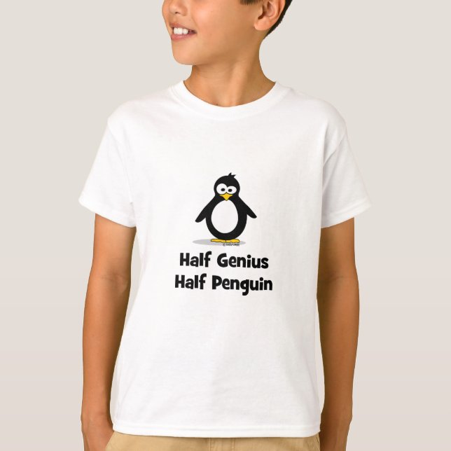 T-shirt Demi de pingouin de demi de génie (Devant)