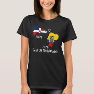 T-shirt Demi-Dominicain moitié Equatorien Drapeau Carte Ai
